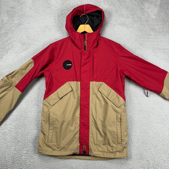 Analog‎ AG Mens Torrent Jacket Small Red Brown Colorblock Snow Ski Hooded Zip Up - Picture 1 of 13